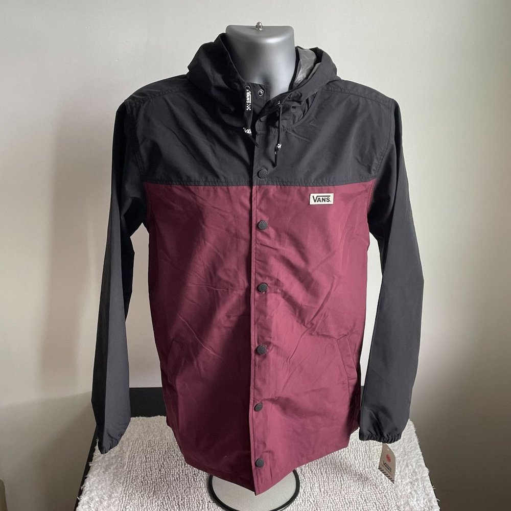 VANS SKATEBOARDING OFF THE STACK HOODED RAIN JACKET BUTTON UP MEN'S SIZE MEDIUM - Picture 2 of 9